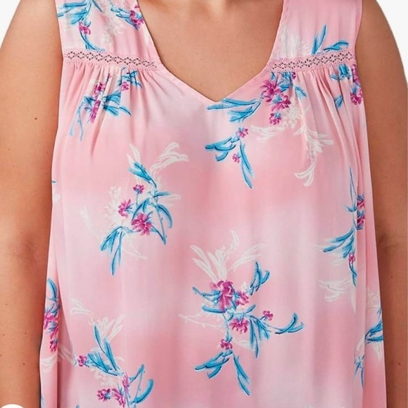 Lane Bryant Floral Pink Sleeveless Top l SIZE 28 - Picture 4 of 8